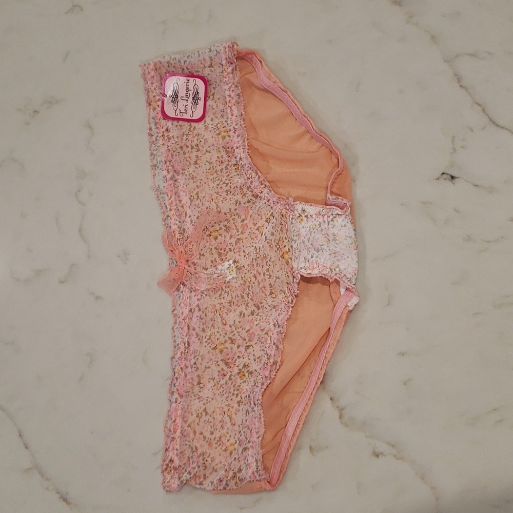 Floral Mesh Panty Low Rise Hipster Underwear Womens Size Large